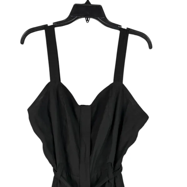 Nine West Womens Black Sweetheart Neckline Smocked Back Jumpsuit XL Tapered Leg - Image 3