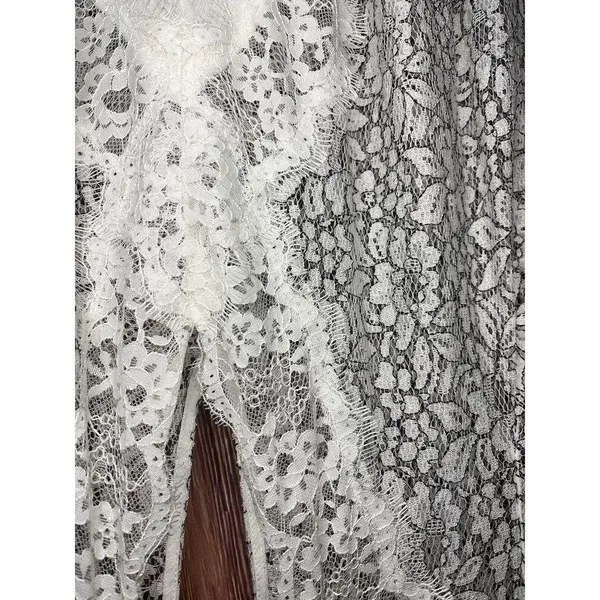 Free People Tell Tale Floral Lace Black & White Asymmetric High Low Dress size M - Image 4