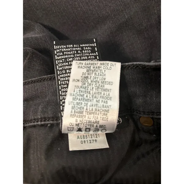 Seven For All Mankind Black Denim Cropped Flare Hi-Waist Jean 29 Preppy Casual - Image 13
