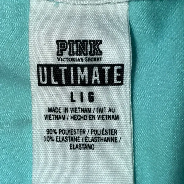 Victoria's Secret PINK Logo Sport AQUA Hoodie TURQUOISE Shirt THUMBHOLE large - Image 3