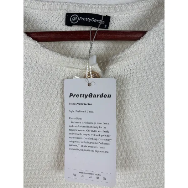 PrettyGarden Knit Sweater Vest S White Gold Button Textured‎ Sleeveless NEW - Image 4