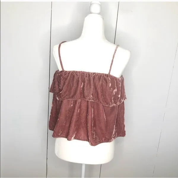 Crushed Velvet Ruffle Cami Top Blush pink, size Large - Image 2
