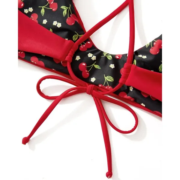 SUUKSESS High Waisted Thong Bikini Set Reversible String 2 Piece Swimsuit MEDIUM - Image 5