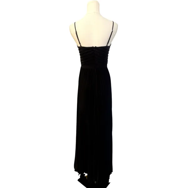 New! Petal & Pup Naira Pleated Satin Maxi Dress Black Size 2 - Image 8