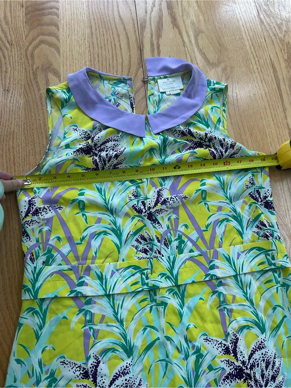Kate Spade Neal Silk Flora Peter Pan Collar Dress Yellow Tropical Floral Size 8 - Image 5