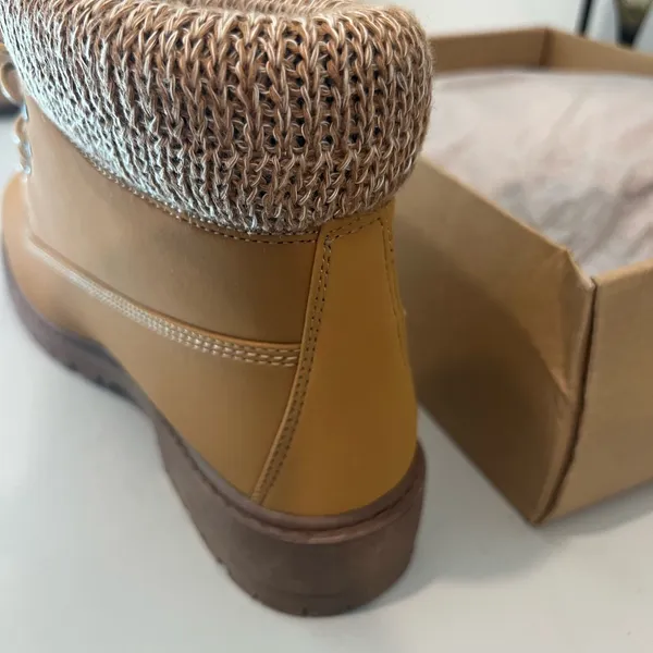 Tan Lace-Up Ankle Boots Size 11 - Image 3