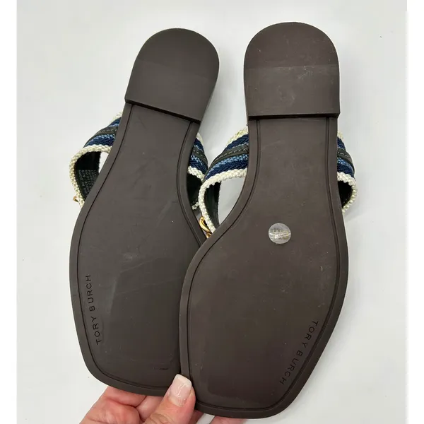 New!‎ Tory Burch Mini Benton Chain Thong Sandals in Poblano, Size 6 $278 - Image 6
