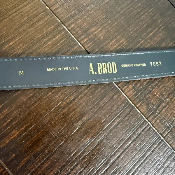 A.‎ Brod Leather Belt Womens Medium Black Western Brass Hardware Vintage USA Mae - Image 4