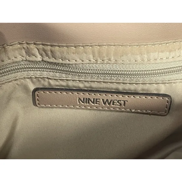Nine West Beige Floral Crossbody Bag Chain Accents Snap Closure Detachable Str - Image 11
