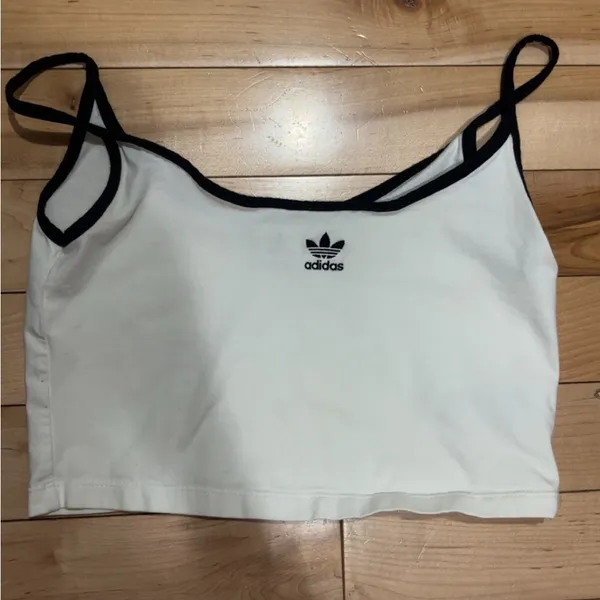 ADIDAS WHITE CROPPED TANK TOP - Image 2