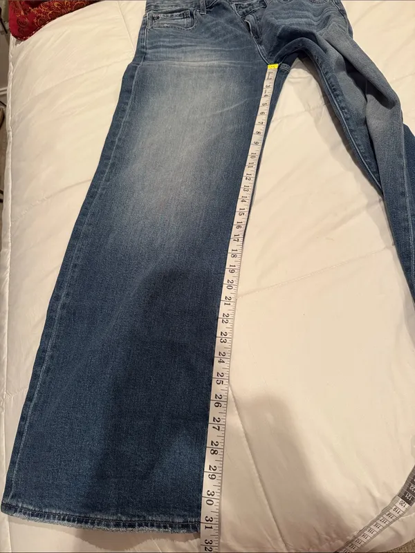 Ag Adriano Goldschmied Medium Blue Wide Leg Jeans with Faded Wash - Image 5