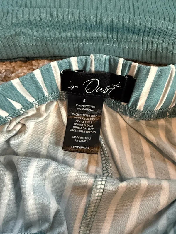 Diva Teal Ribbed Tank & Striped Shorts Set Green - Image 5