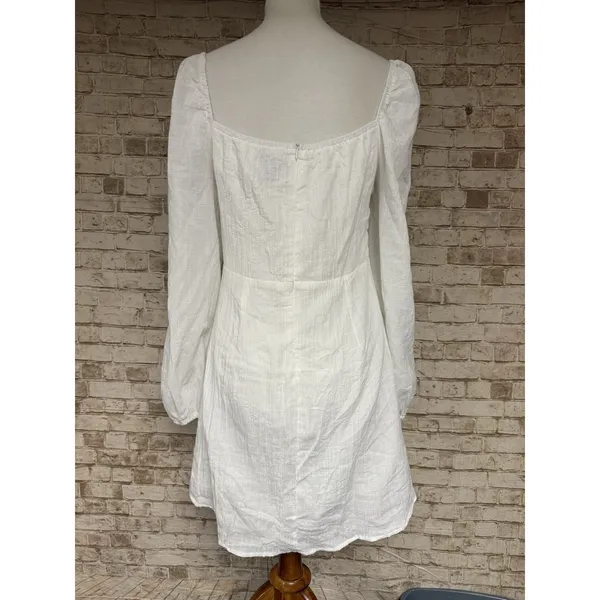Princess Polly‎ Exclusive Alena Mini Dress in White. Sz 8 Long Puffy Sleeve - Image 2