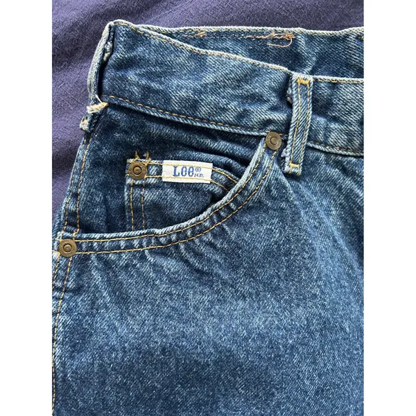 Vintage Lee High Waisted Straight Leg Jeans Medium Wash Raw Hem Size 6 Med USA - Image 6