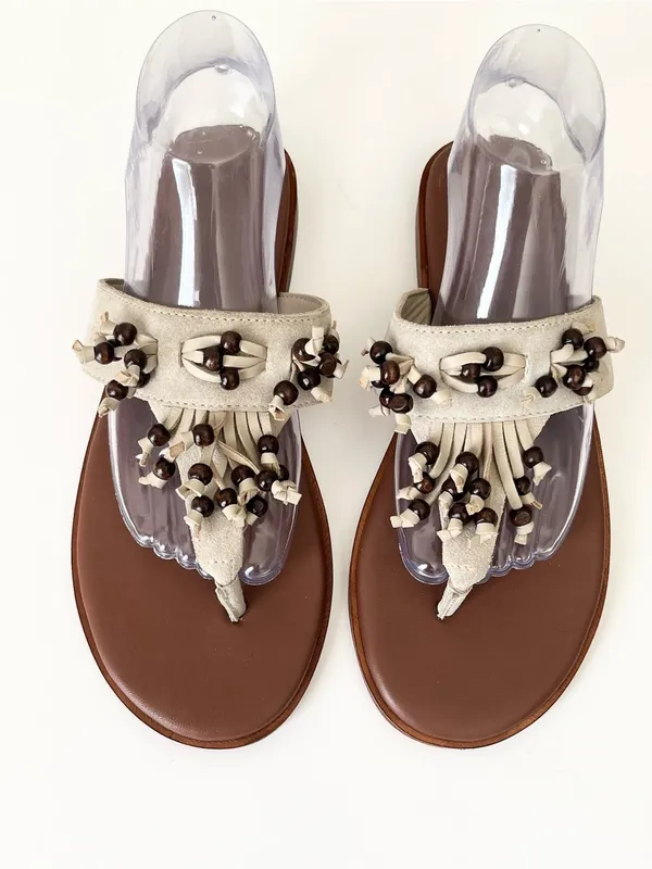 Free People Sadie fringe beaded leather sandals boho summer NEW 9 - Image 8