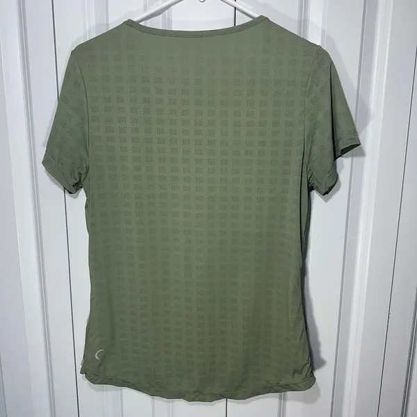 Zyia Active T-Shirt Womens Medium‎ Green Perforated Cooling Short Sleeve Top - Image 4