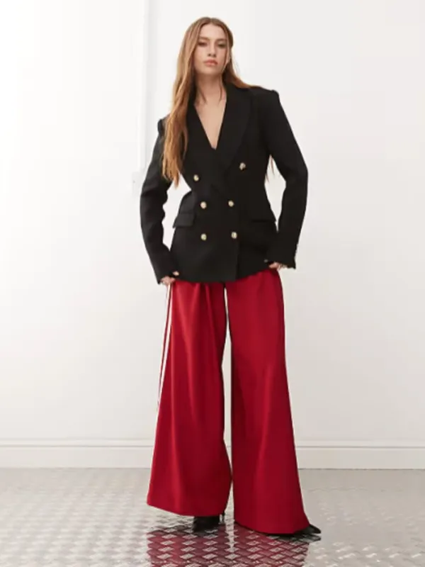 Lioness Women's Sz Medium Double Breasted Blazer with Gold Button Hardware Black - Image 4