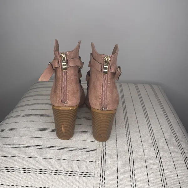 Qupid- Pink Suede Open Toe Heels - Image 4