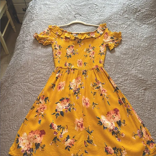 Xhilaration Small Juniors•Floral Sundress•Smocked Bodice and Sleeves•Ruffled Collar - Image 2