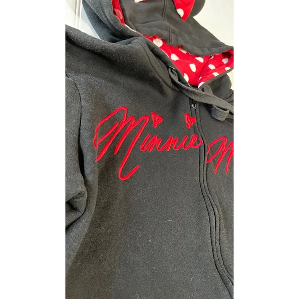 Authentic Disney Parks Minnie Mouse Signature Zip-Up Costume Hoodie Black Red XL - Image 4