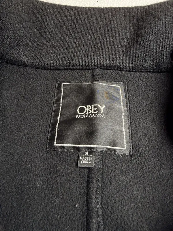 OBEY Propaganda Women’s Small Black Double Breasted Knit Peacoat Jacket - Image 4