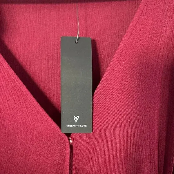 Lulus Burgundy Wide-Leg Jumpsuit NWT | Women’s Small | Flutter Sleeve Deep V - Image 7