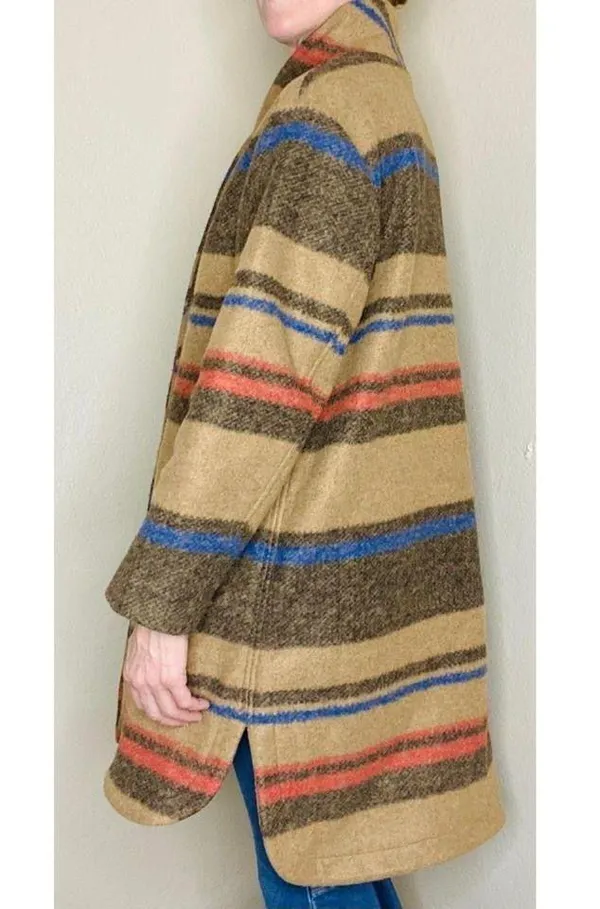Banana Republic Retro Tan Preppy Winter Plaid Stripe Jacket - Image 4