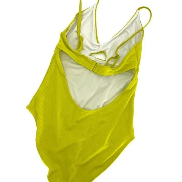 Old Navy Womens Ribbed Front Keyhole Cutout Back One Piece Swimsuit Green Small‎ - Image 3
