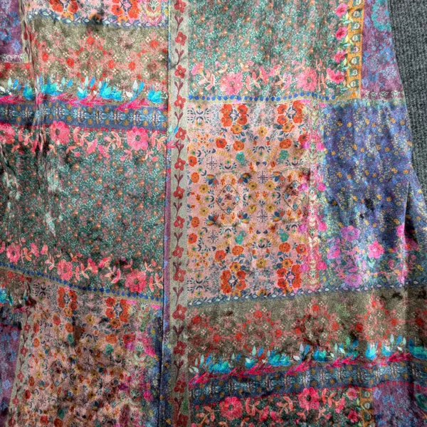 Natural Life Velvet Patchwork Jumpsuit Boho Wide Leg Cropped Floral Whimsigoth - Image 7