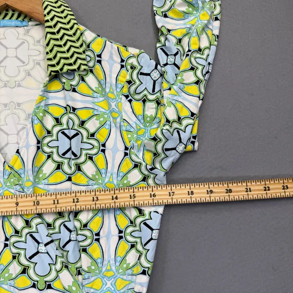 J.McLaughlin Womens Blue Green‎ Geometric Tile Print Wrap Dress Size M Catalina - Image 3