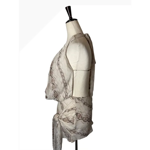 Princess Polly Snakepit Halter Plunge Mini Dress Women 0 Ivory Snake Print Party - Image 5