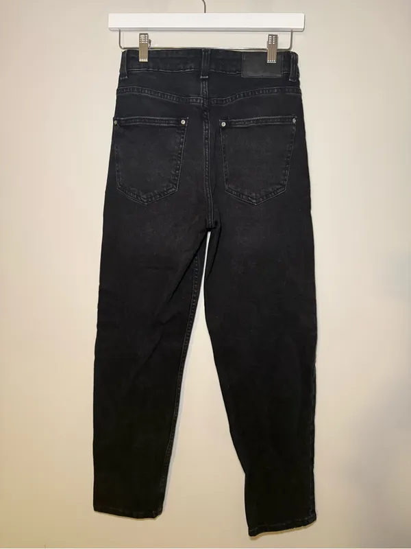 Zara High Rise Black Mom Jeans Women 4 EUR 36 Tapered Leg - Image 5