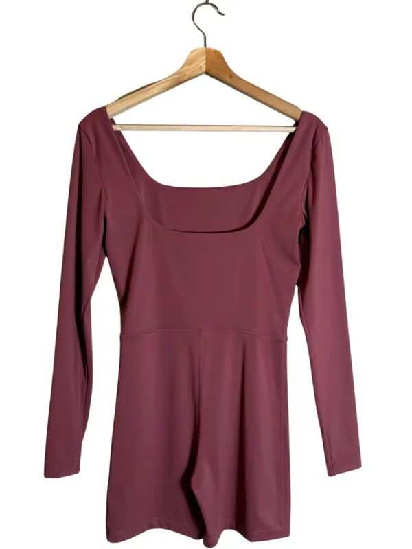 Set Active Sportbody Long Sleeve Shortysuit Romper Women's Medium Canyon Red Gym - Image 5