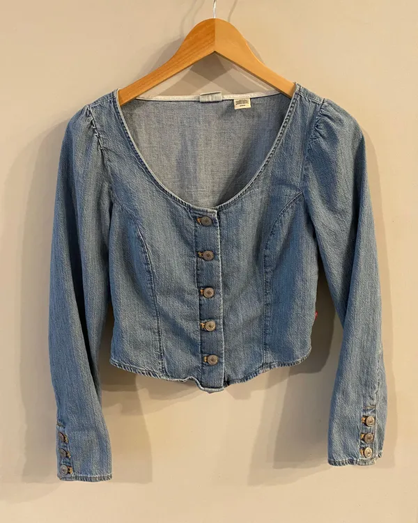 Levi's WOMEN'S DARYN CORSET LONG SLEEVE DENIM SHIRT - Image 5
