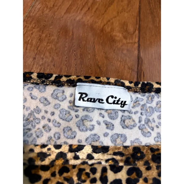 Rave City Tank Top Y2K Leopard Print Velvet Square Neck Brown Small‎ - Image 3