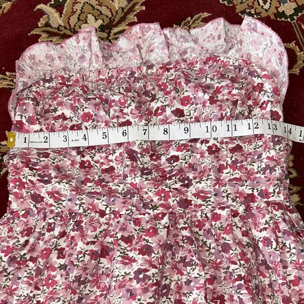 Fire Los Angeles Strapless Floral Mini Dress pockets Size M Prairie 100%‎ cotton - Image 6
