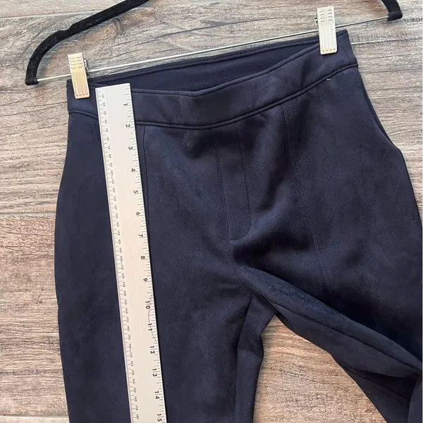 SPANX Pants Womens Sz SMALL Faux Suede Flare Bootcut DARK BLUE #78 - Image 4