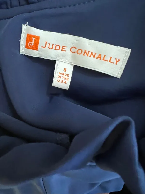 Jude Connally Navy Blue Colorblock Ruffle Neck Maxi Dress S - Image 7