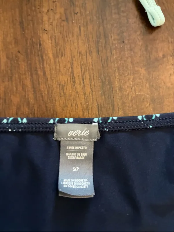 Aerie Bikini Bottom Small Swimsuit Hipster Navy Blue Diamonds Full Coverage - Image 3