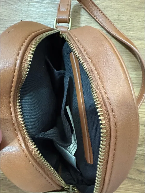 Brown Round Boho Crossbody Bag Woven Embossed Design Tassel Adjustable Strap - Image 5