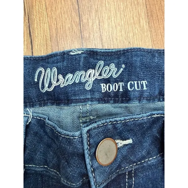 Wrangler Boot Cut Jeans Women's Size 5x34 Dark Wash Stretch Mid Rise Denim - Image 6