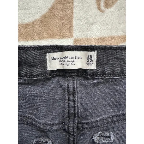 Abercrombie & Fitch The 90's Straight Ultra High Rise Black‎ Jeans Size 35 - Image 10