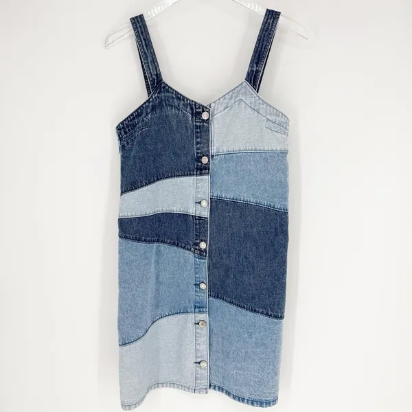 GAP‎ Patchwork Denim Mini Dress Women's XS Blue Casual - Image 2
