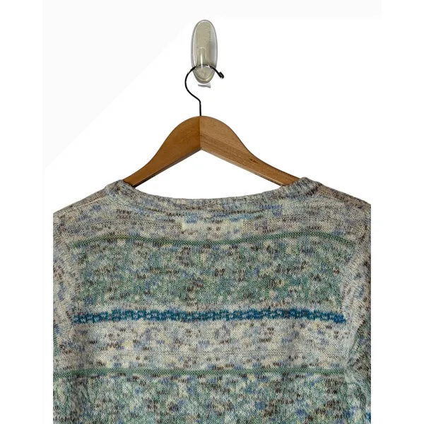 Sparrow Anthropologie Sweater Women Medium Blue Merino Wool Marled Stripe Knit - Image 6
