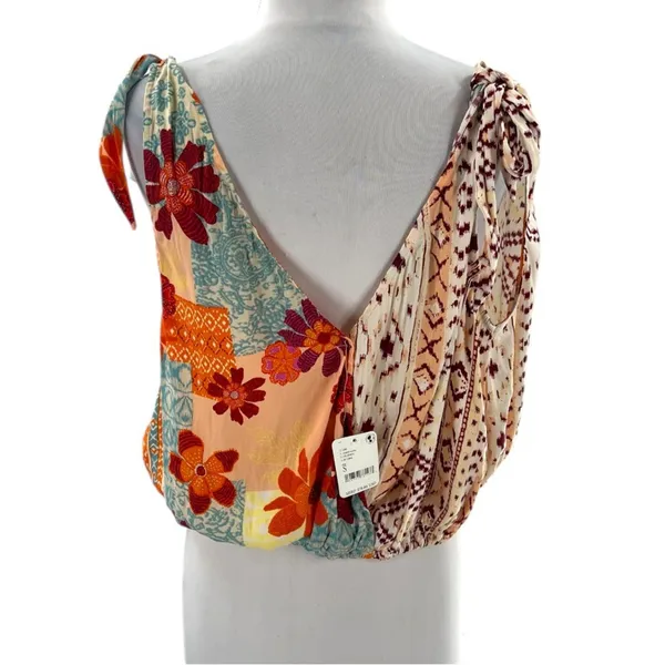 NWT Free People Tied To You Print Surplice Tank in Tropical Combo‎ Boho Summer - Image 4