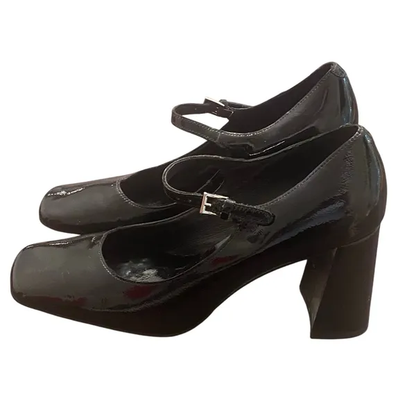 Jeffrey Campbell Black Patent Leather Mary Jane Block Heel 3.5" Pumps Size 8 - Image 2