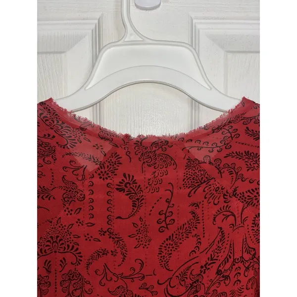 Revolve IRO Red Appoline Mini Shift Dress Size 2 36 Sheer Bell Sleeves - Image 4