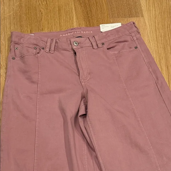 American Eagle low rise baggy Pink wide leg Jeans 10 Tall nwt‎ - Image 2