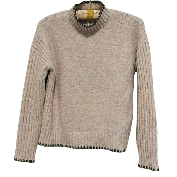 Joie Womens Mock Neck Sweater XS Beige Minimal Cozy Indie Granola Quiet Luxury - Image 3