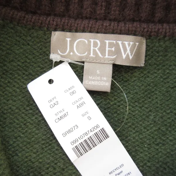 NWT J.Crew Short Barn Jacket in Avocado Brown Vintage Wool Knit Sweater S - Image 3